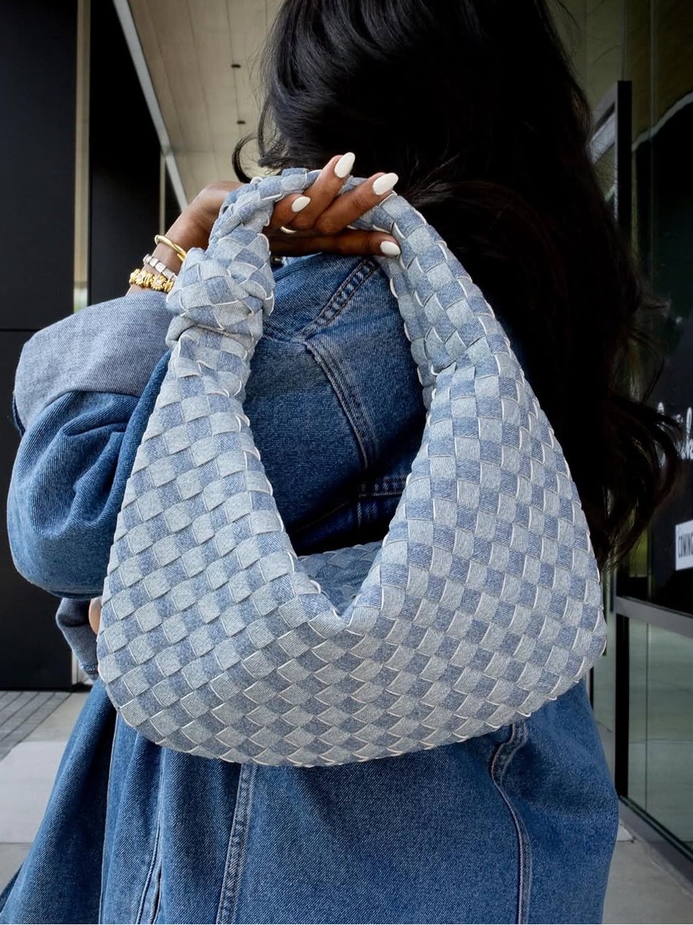 The Vault Label Denim Ross Hobo Bag - Large